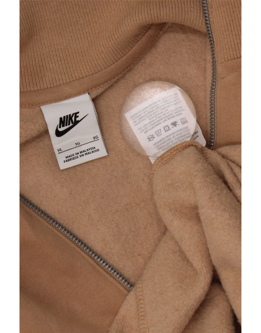 Nike Mens Zip Neck Sweatshirt Jumper XL Brown Cotton