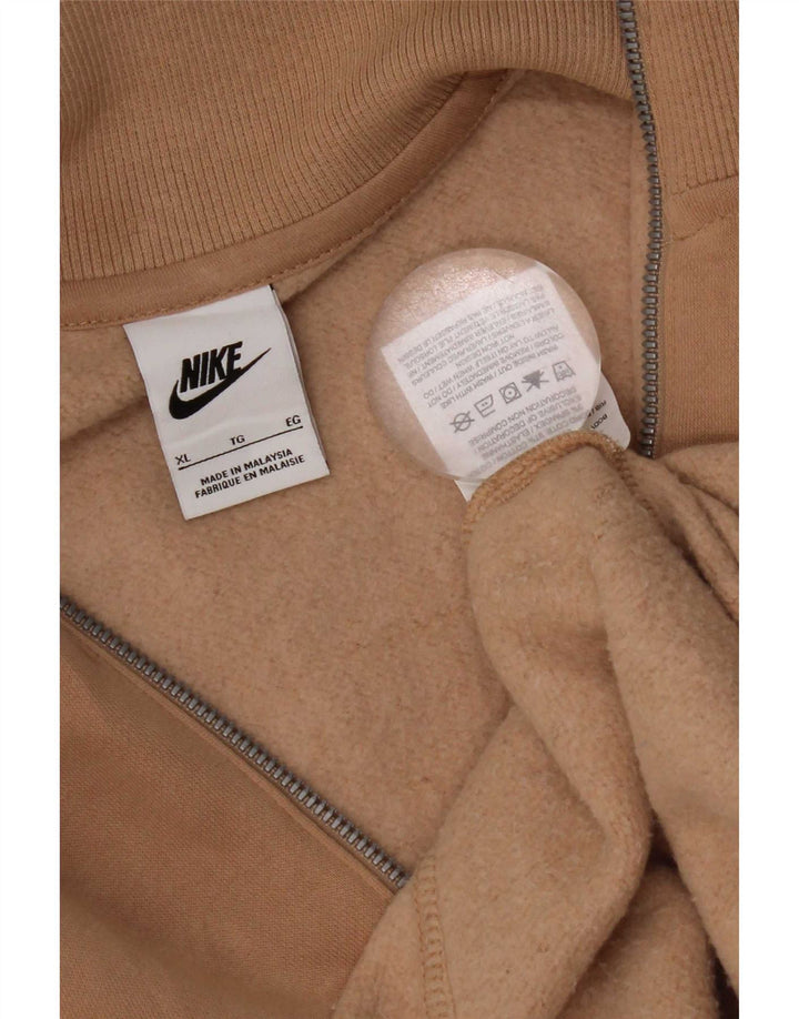 Nike Mens Zip Neck Sweatshirt Jumper XL Brown Cotton