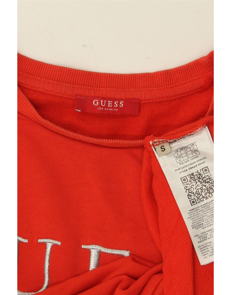 GUESS Womens Graphic Sweatshirt Jumper UK 10 Small Red Cotton Vintage Guess and Second-Hand Guess from Messina Hembry 
