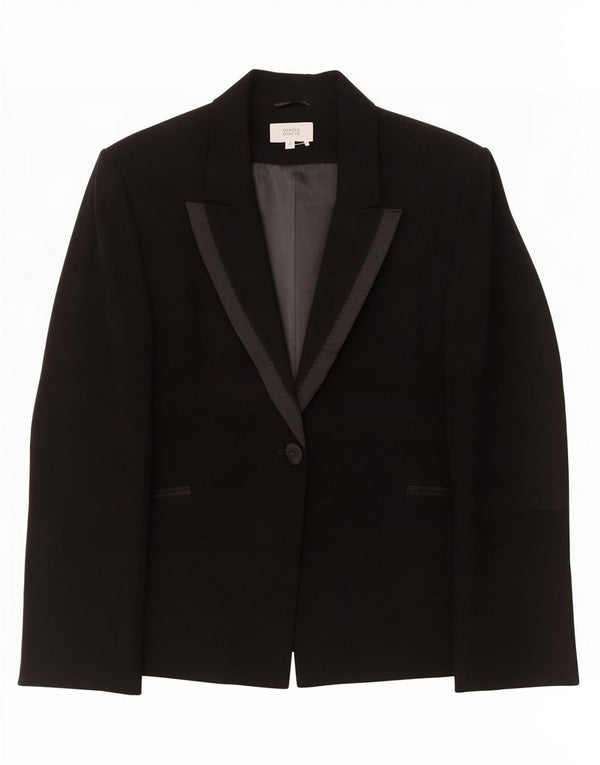 Marks & Spencer Womens 1 Button Blazer Jacket UK 22 3XL Black Acetate