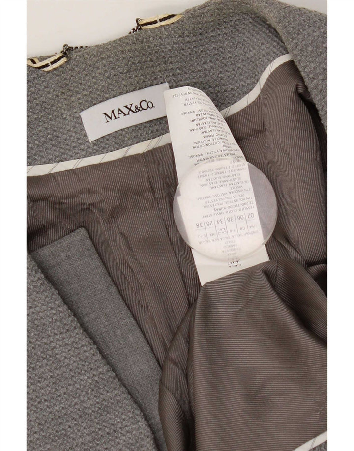 Max & Co. Womens 1 Button Blazer Jacket UK 6 XS Grey Polyester