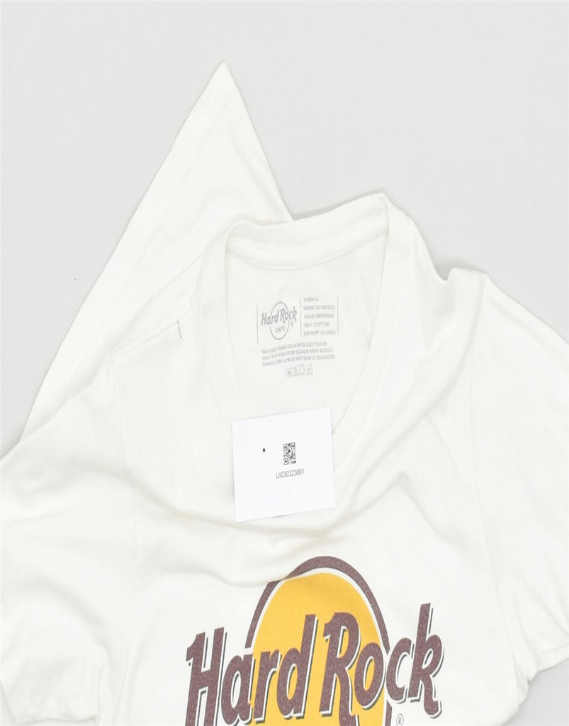 HARD ROCK CAFE Womens Munich Graphic T-Shirt Top UK 6 XS White Cotton | Vintage | Thrift | Second-Hand | Used Clothing | Messina Hembry 