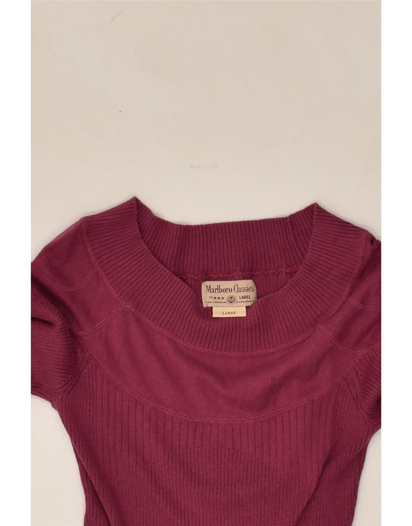 MARLBORO CLASSICS Womens Boat Neck Jumper Sweater UK 14 Large Purple | Vintage Marlboro Classics | Thrift | Second-Hand Marlboro Classics | Used Clothing | Messina Hembry 