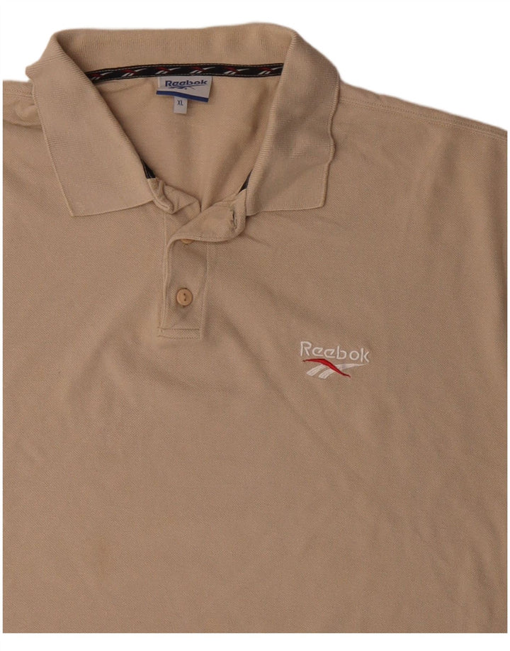 Reebok Mens Polo Shirt XL Beige Cotton
