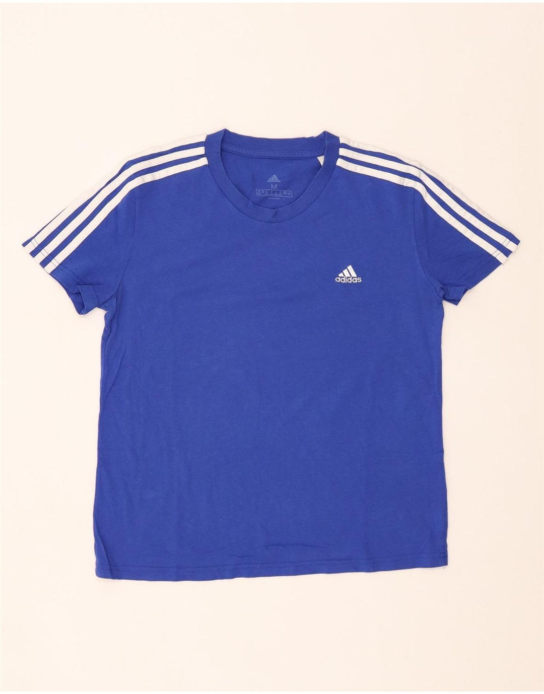 ADIDAS Womens T-Shirt Top UK 12/14 Medium Blue Cotton