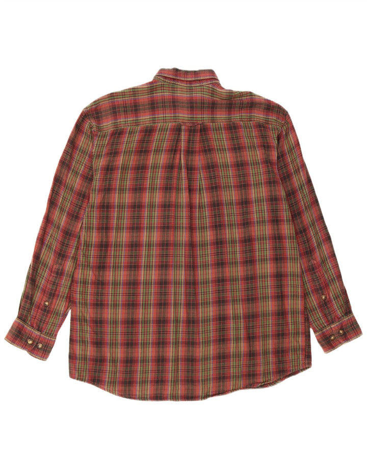 Orvis Mens Flannel Shirt Large Red Check Cotton