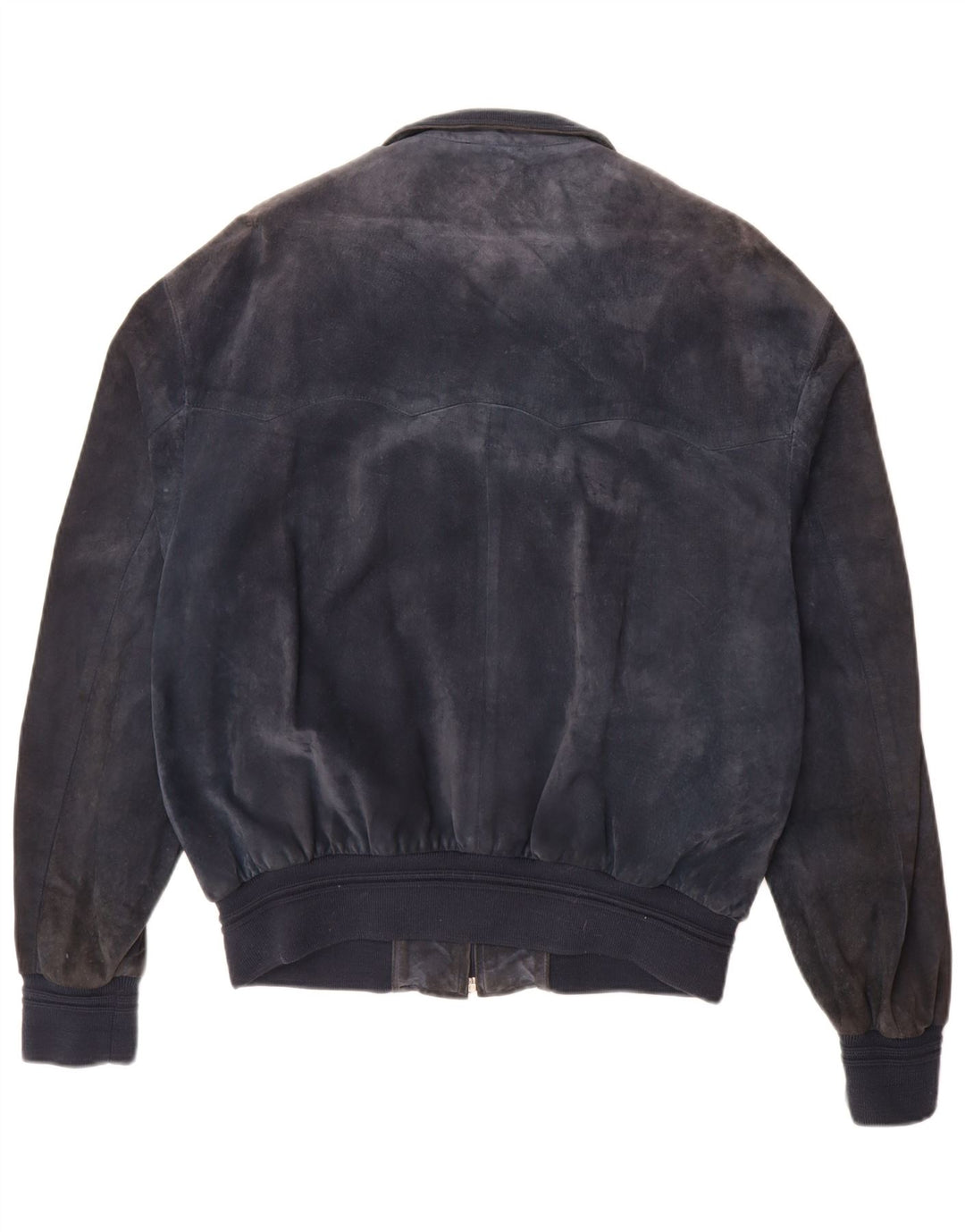 Vintage Mens Suede Bomber Jacket UK 42 XL Navy Blue