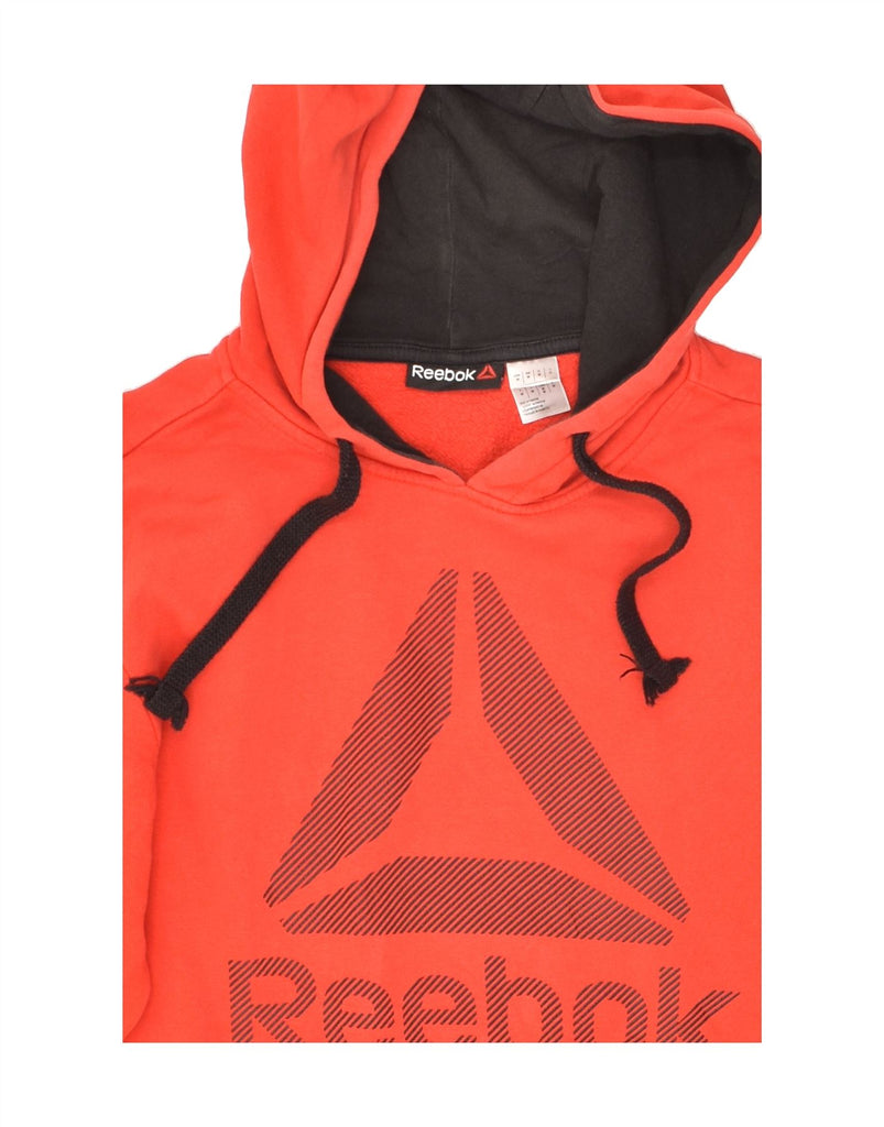 REEBOK Mens Graphic Hoodie Jumper Medium Orange Cotton | Vintage Reebok | Thrift | Second-Hand Reebok | Used Clothing | Messina Hembry 