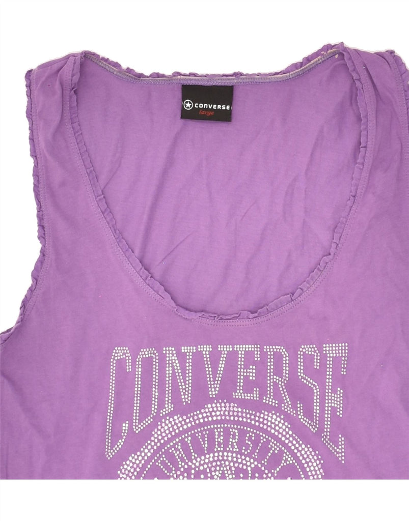 CONVERSE Womens Graphic Vest Top UK 14 Large Pink Cotton | Vintage Converse | Thrift | Second-Hand Converse | Used Clothing | Messina Hembry 