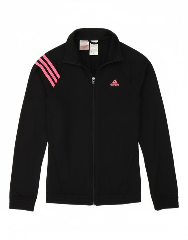 Adidas Girls Tracksuit Top Jacket 13-14 Years Black Polyester Sports