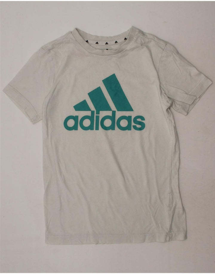 ADIDAS Boys Graphic T-Shirt Top 11-12 Years White Vintage Adidas and Second-Hand Adidas from Messina Hembry 
