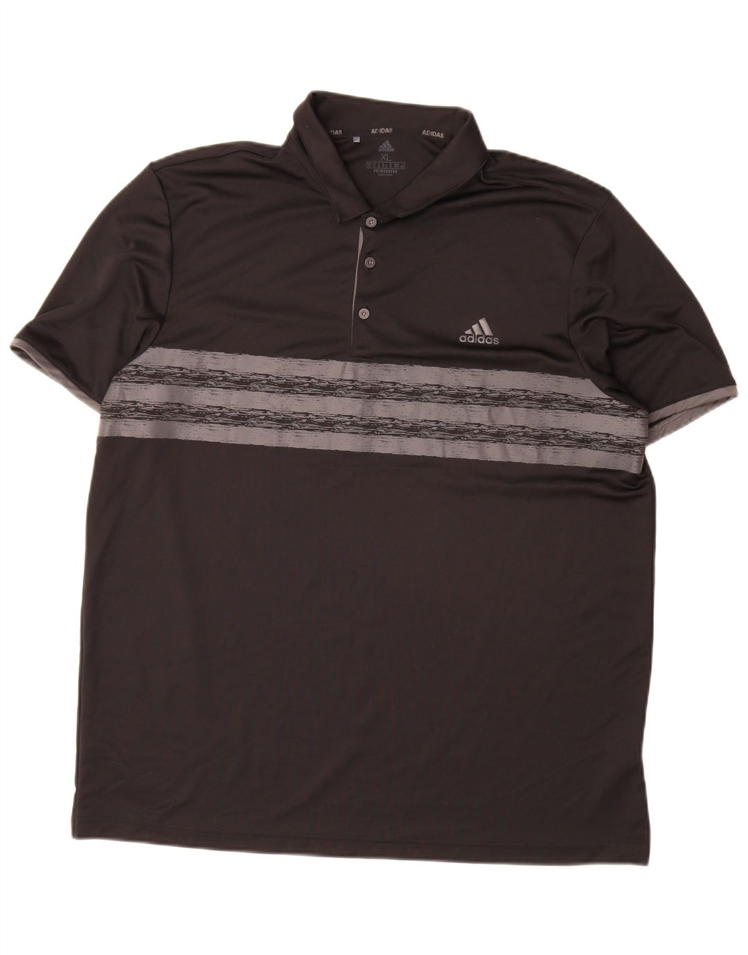 Adidas Mens Primegreen Polo Shirt XL Black Striped Polyester
