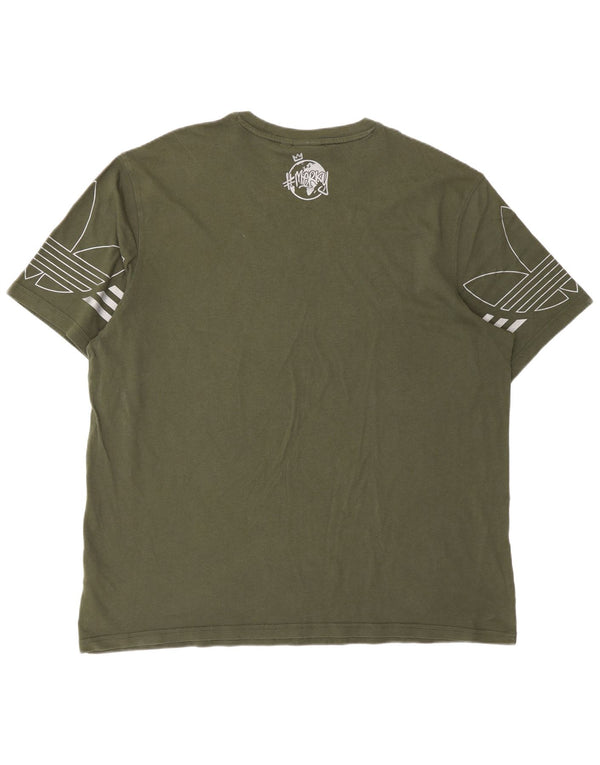 Adidas Mens Graphic T-Shirt Top XL Green Cotton