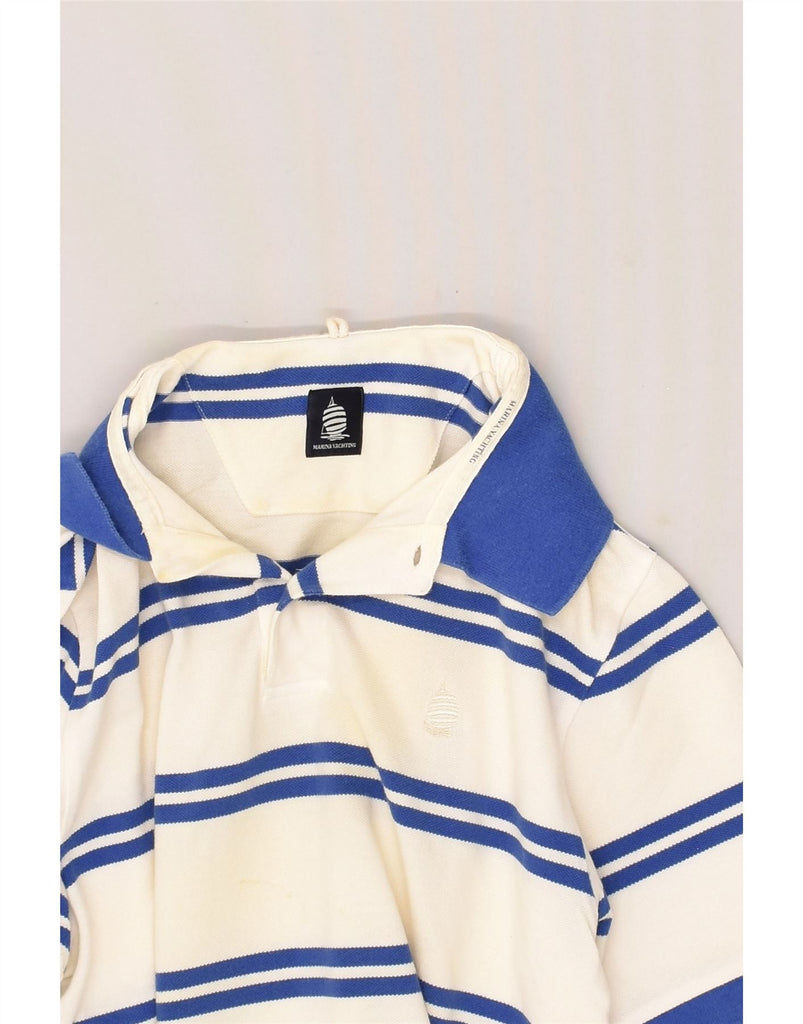 MARINA YACHTING Mens Polo Shirt Small White Striped Cotton | Vintage Marina Yachting | Thrift | Second-Hand Marina Yachting | Used Clothing | Messina Hembry 