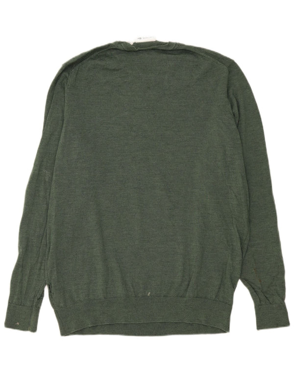 Lacoste Mens Crew Neck Jumper Sweater Size 7 2XL Green Virgin Wool