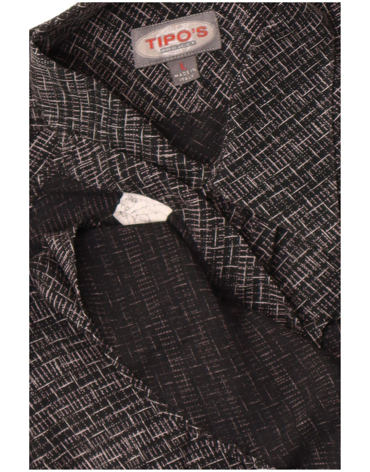 Tipo' S Mens Short Sleeve Shirt Large Black Geometric Viscose