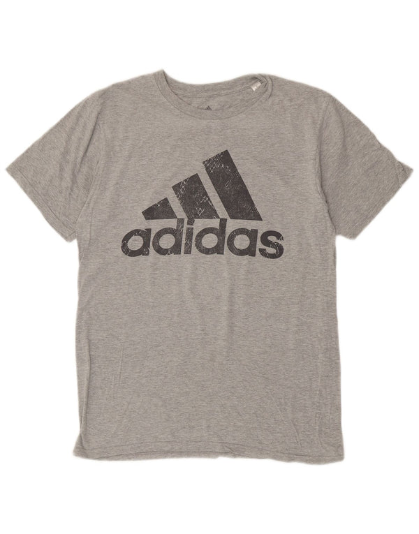 ADIDAS Mens Graphic T-Shirt Top Medium Grey Cotton