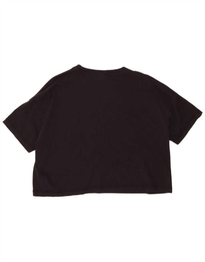 Champion Womens Oversized Crop Graphic T-Shirt Top UK 14 Medium Black