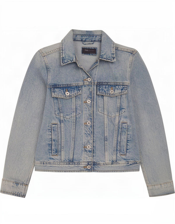 Marks & Spencer Womens Denim Jacket UK 14 Medium Blue Cotton