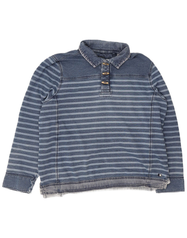 Fat Face Mens Polo Neck Sweatshirt Jumper XL Blue Striped Cotton