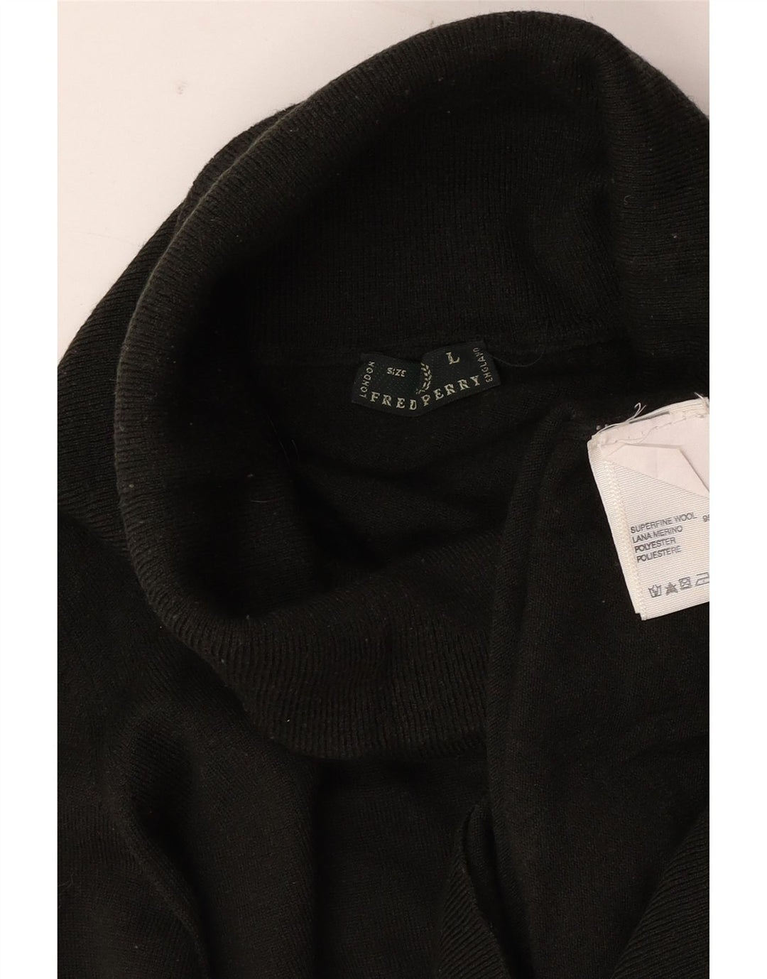 Fred Perry Womens Longline Roll Neck Jumper Sweater UK 14 Large Green
