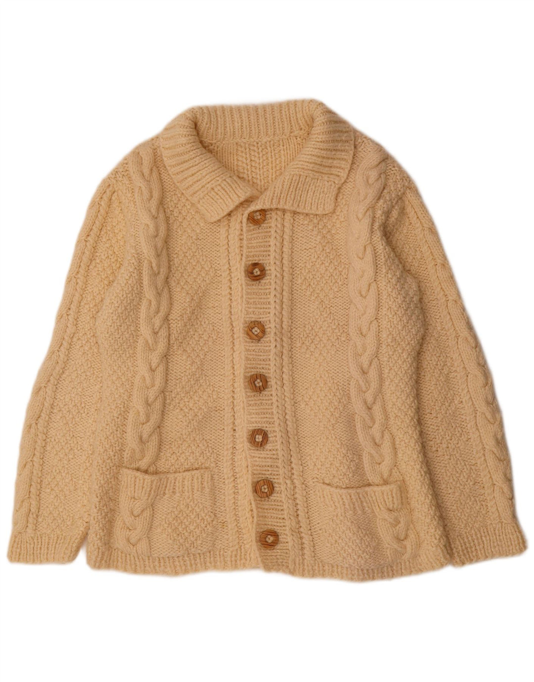 Vintage Mens Cardigan Sweater Large Beige