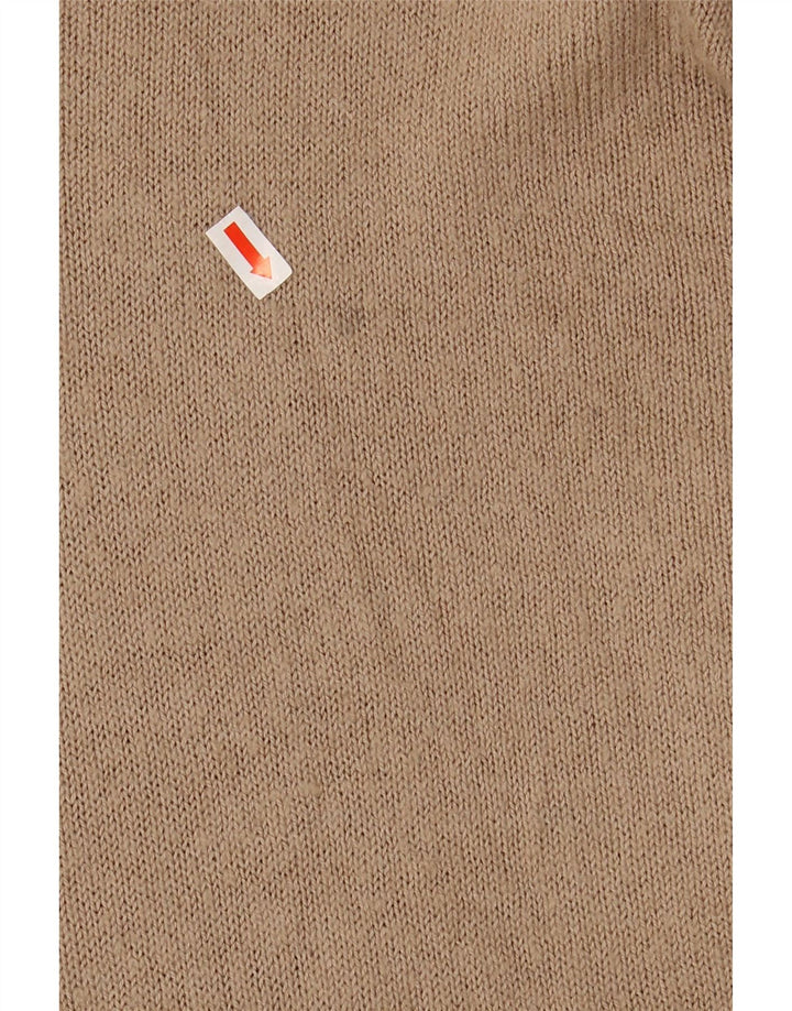 ZARA Womens Oversized Boat Neck Jumper Sweater UK 14 Medium Beige Cotton