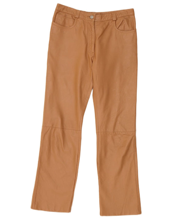 J.J.Scott Womens Straight Leather Trousers W28 L27 Brown