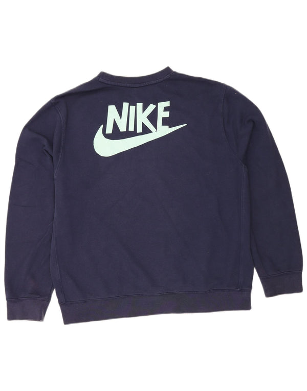 Nike Mens Graphic Sweatshirt Jumper Medium Navy Blue Cotton