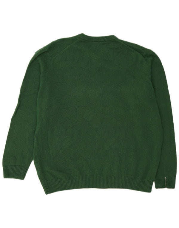 Lacoste Mens Classic Fit V-Neck Jumper Sweater Size 7 2XL Green Wool