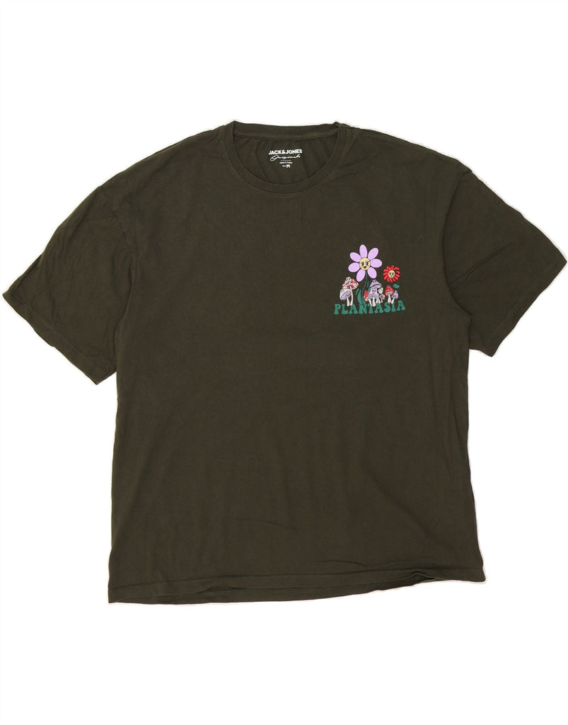 JACK & JONES Mens Originals Graphic T-Shirt Top Medium Green Cotton Vintage Jack & Jones and Second-Hand Jack & Jones from Messina Hembry 