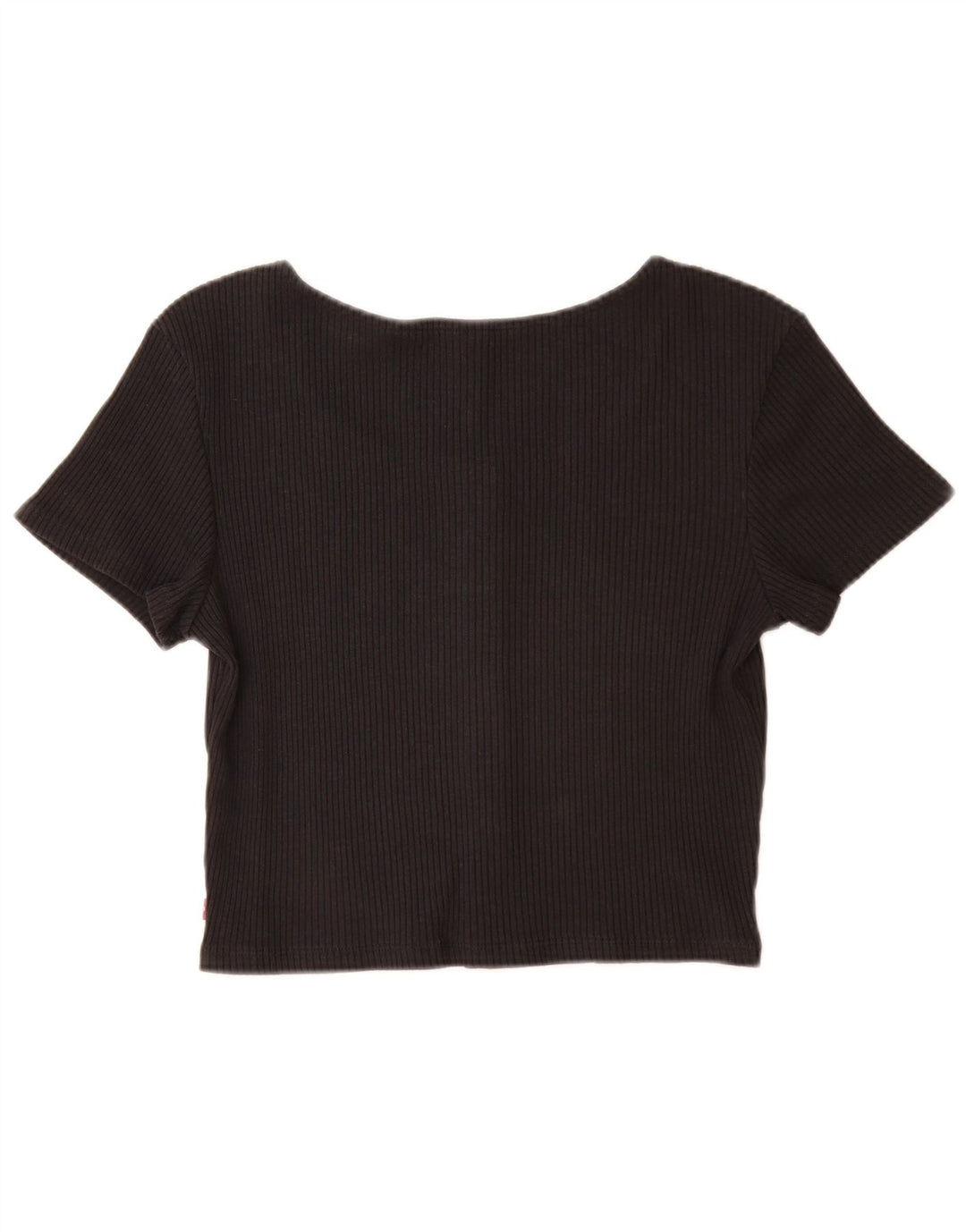 Levi's Womens Crop Short Sleeve Shirt Blouse UK 14 Large Black