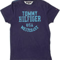 TOMMY HILFIGER Mens Graphic T-Shirt Top Small Blue Vintage Tommy Hilfiger and Second-Hand Tommy Hilfiger from Messina Hembry 