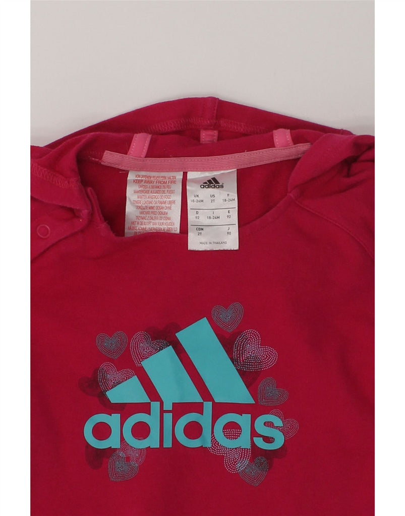 ADIDAS Baby Girls Graphic Hooded Dress 12-18 Months Pink Cotton | Vintage Adidas | Thrift | Second-Hand Adidas | Used Clothing | Messina Hembry 