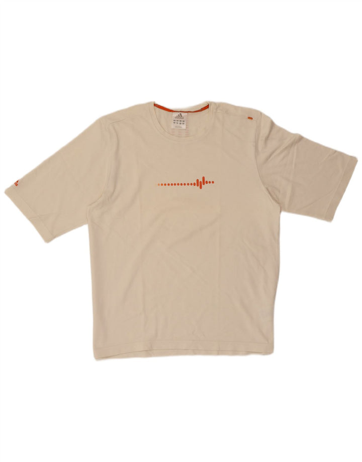 ADIDAS Mens Graphic T-Shirt Top Large Off White Cotton