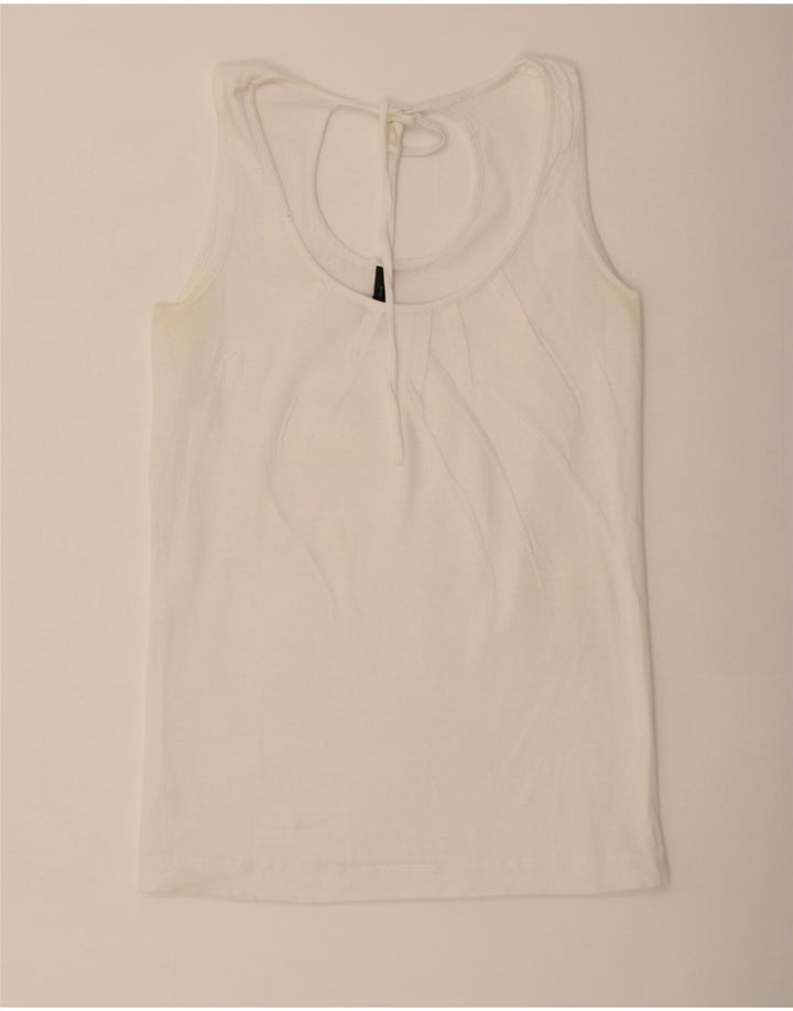 Benetton Womens Sleeveless Blouse Top UK 12 Medium White