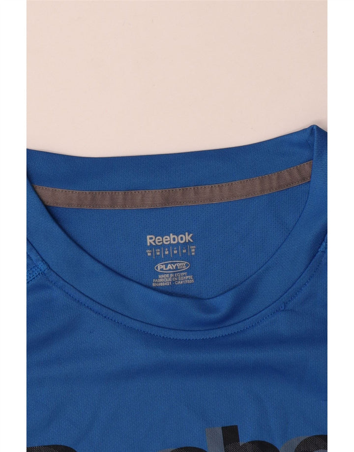 Reebok Mens Graphic T-Shirt Top Medium Blue Colourblock Polyester