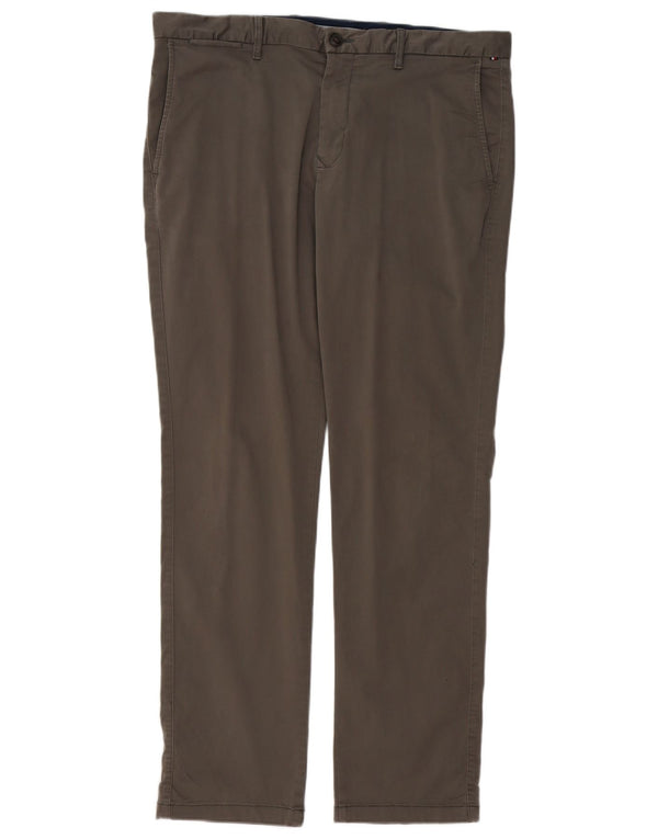 TOMMY HILFIGER Mens Slim Chino Trousers W36 L32 Grey Cotton