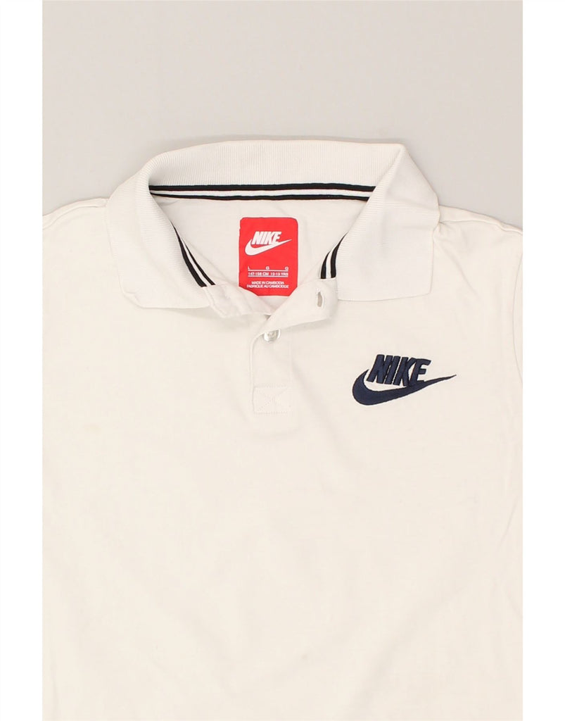 NIKE Boys Polo Shirt 12-13 Years Large White Cotton | Vintage Nike | Thrift | Second-Hand Nike | Used Clothing | Messina Hembry 