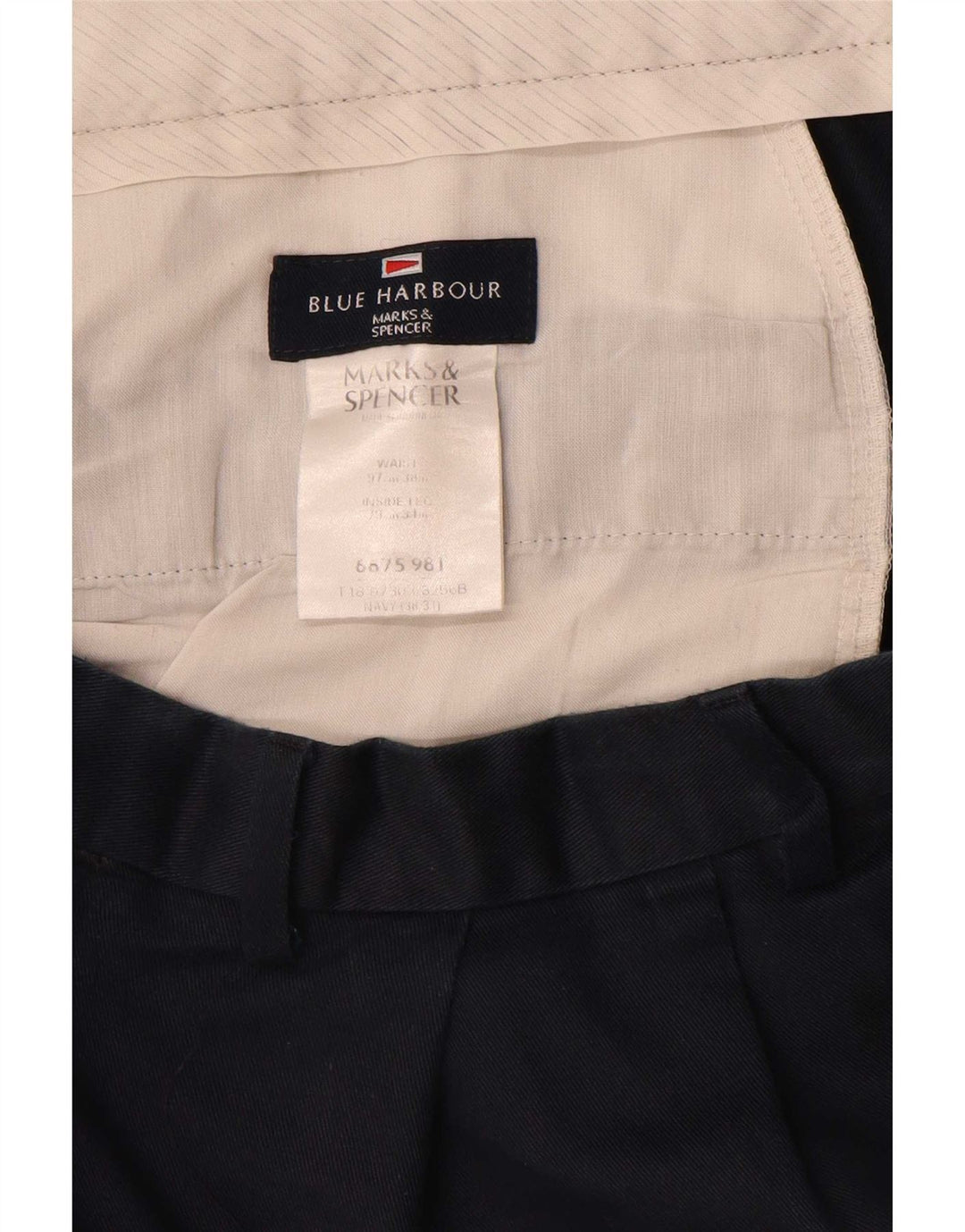 Marks & Spencer Mens Blue Harbour Pegged Suit Trousers W38 L31 Navy Blue