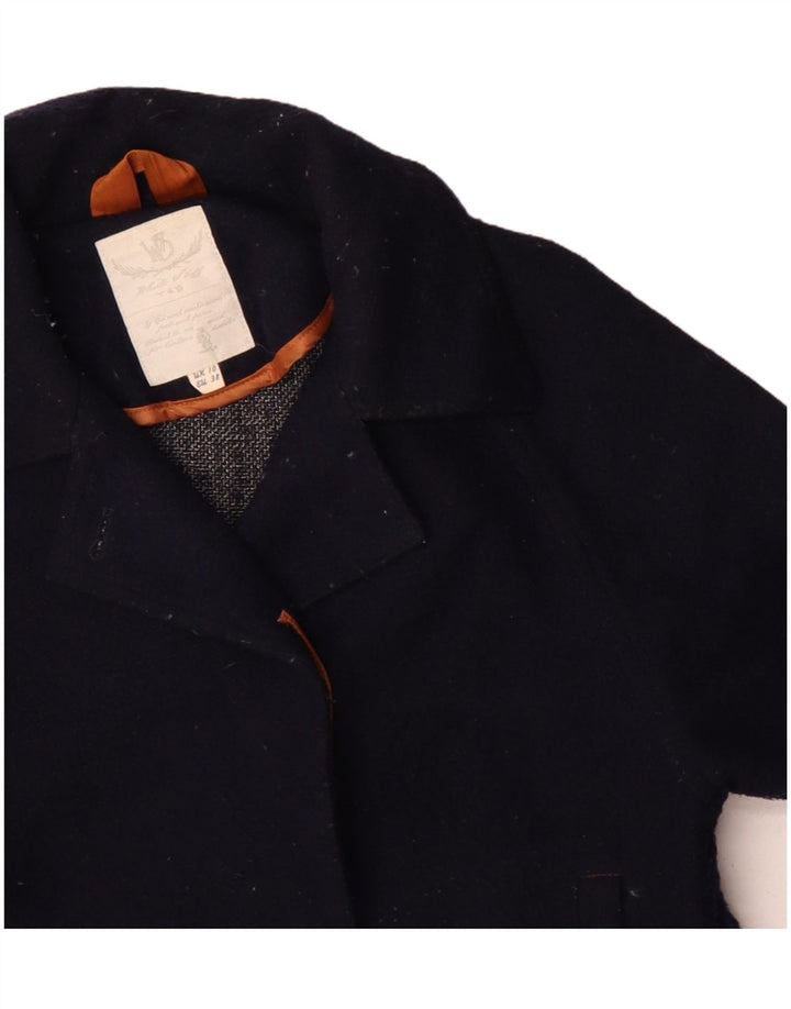 White Stuff Womens Oversized Bomber Jacket UK 10 Small Navy Blue Wool