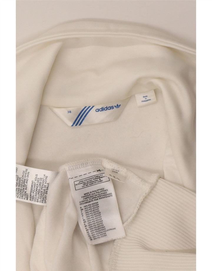 Adidas Womens Graphic Tracksuit Top Jacket EU 38 Small White Polyester