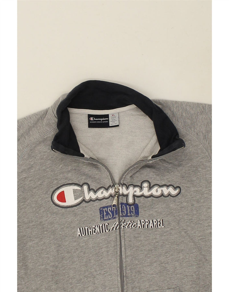 CHAMPION Boys Graphic Tracksuit Top Jacket 13-14 Years Grey Colourblock | Vintage Champion | Thrift | Second-Hand Champion | Used Clothing | Messina Hembry 