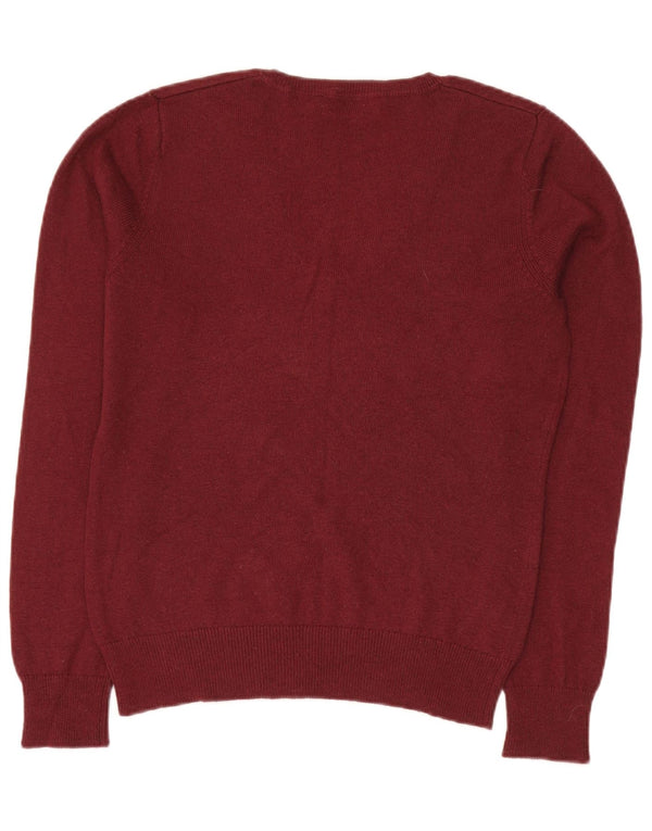 Tommy Hilfiger Womens V-Neck Jumper Sweater UK 14 Large Maroon