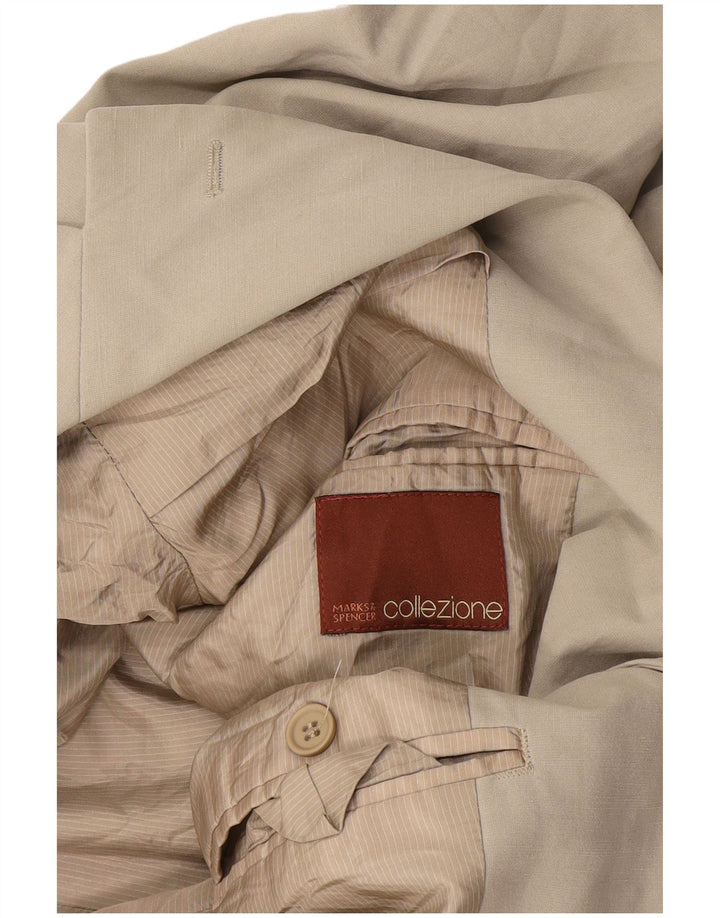 Marks & Spencer Mens 3 Button Blazer Jacket UK 38 Medium Beige