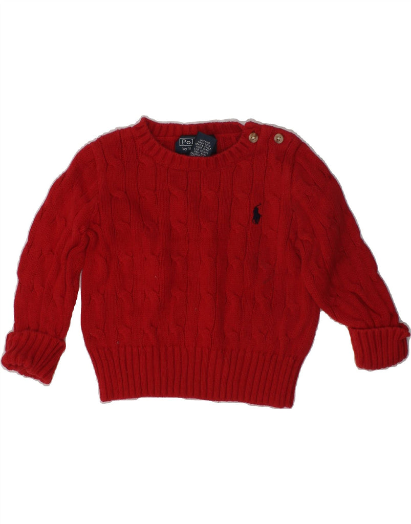 POLO RALPH LAUREN Baby Boys Crew Neck Jumper Sweater 6-9 Months Red Cotton | Vintage Polo Ralph Lauren | Thrift | Second-Hand Polo Ralph Lauren | Used Clothing | Messina Hembry 