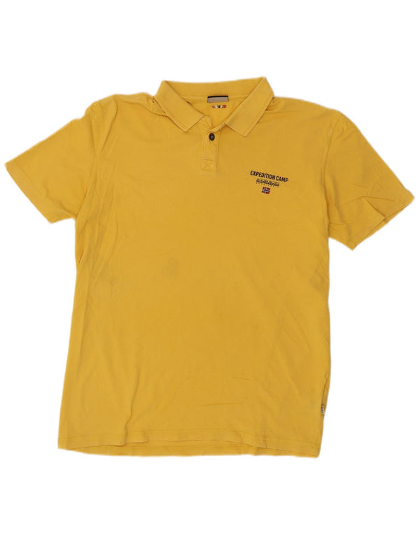 Napapijri Mens Geographic Polo Shirt XL Yellow Cotton