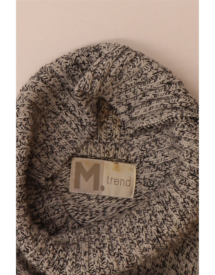 VINTAGE Mens Roll Neck Jumper Sweater 2XL Grey Fair Isle Acrylic