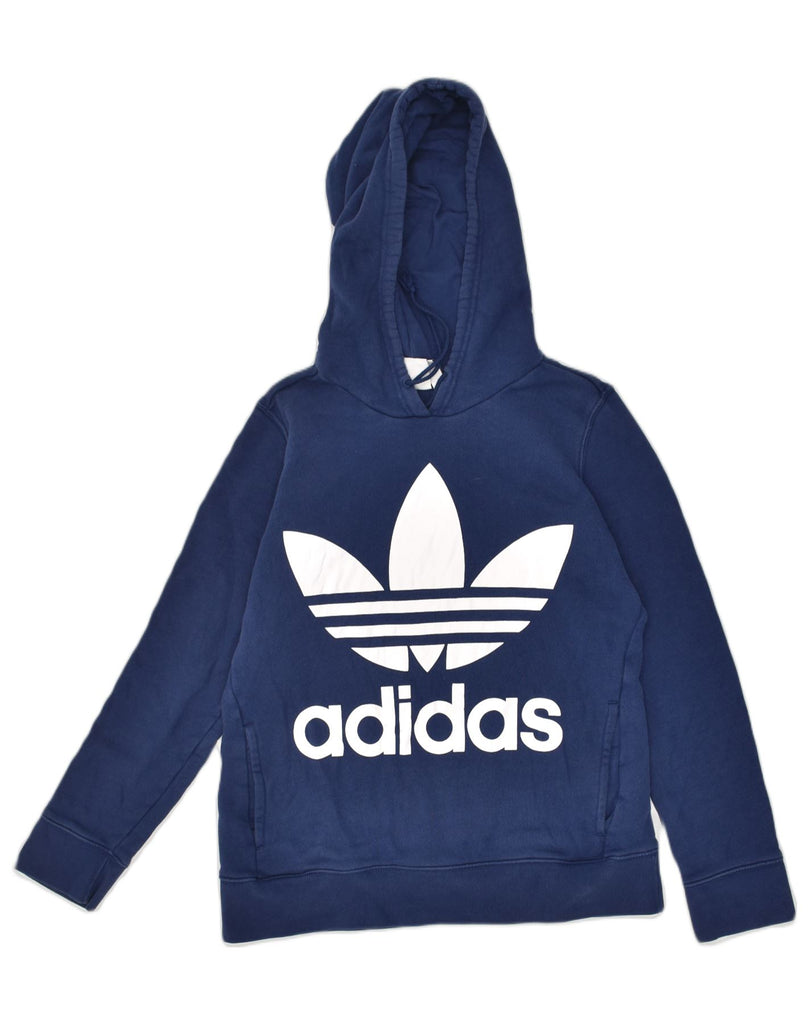 ADIDAS Womens Graphic Hoodie Jumper UK 10 Small Blue Cotton | Vintage Adidas | Thrift | Second-Hand Adidas | Used Clothing | Messina Hembry 