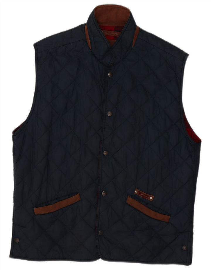 Cotton's Industries Mens Quilted Gilet UK 38 Medium Navy Blue Polyamide